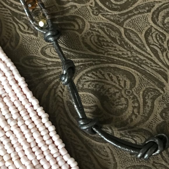 Chan Luu RoseGold Nugget 5 Wrap Taupe Leather Bracelet - Picture 3 of 8